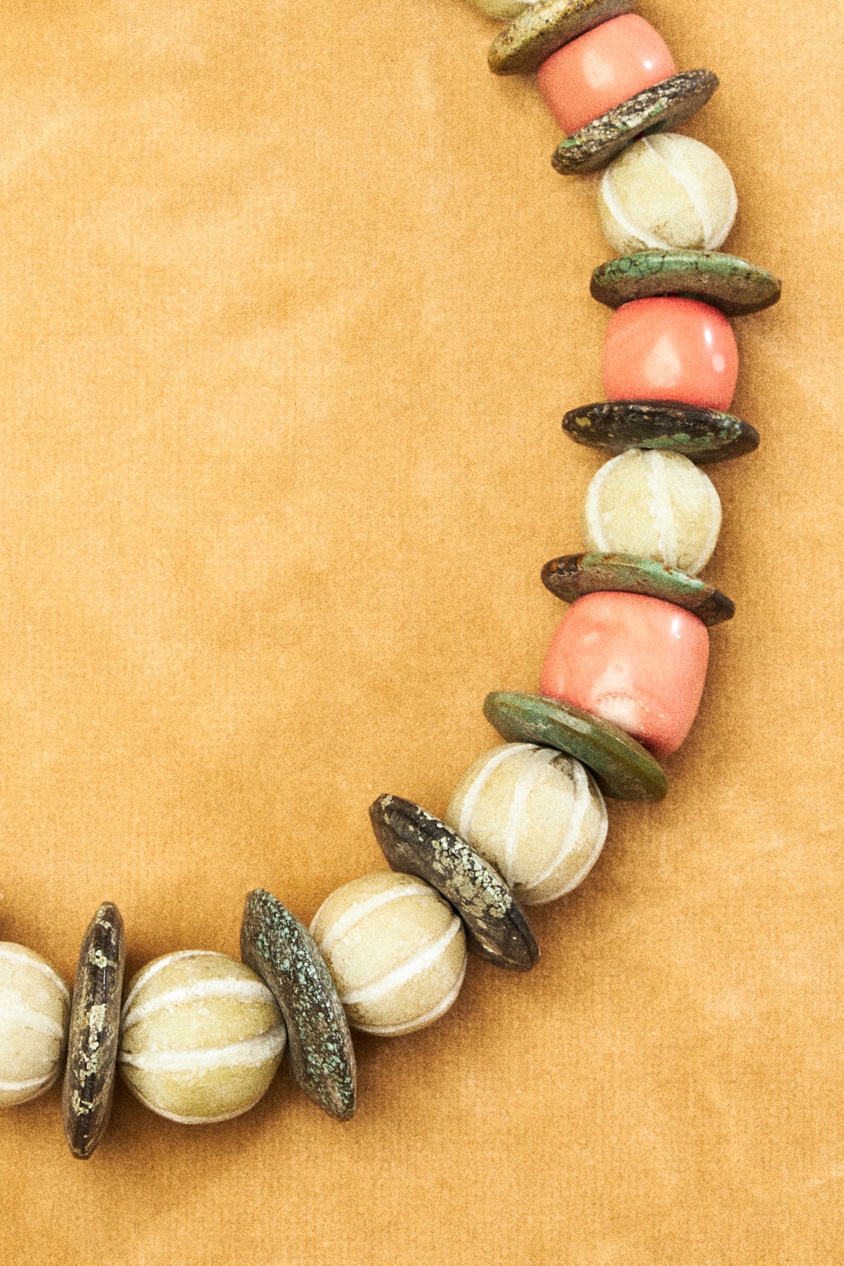 Organic Jade & CoralBead Necklace