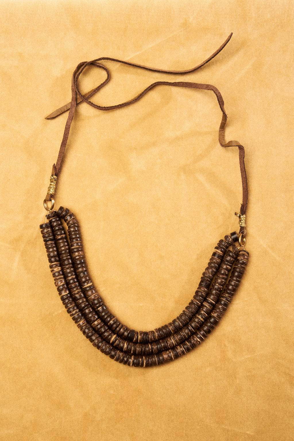 Coconut Bead Necklace with Leather