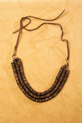 Coconut Bead Necklace with Leather