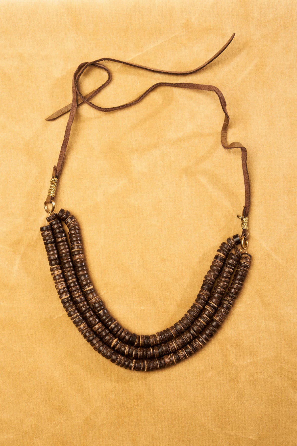 Coconut Bead Necklace with Leather
