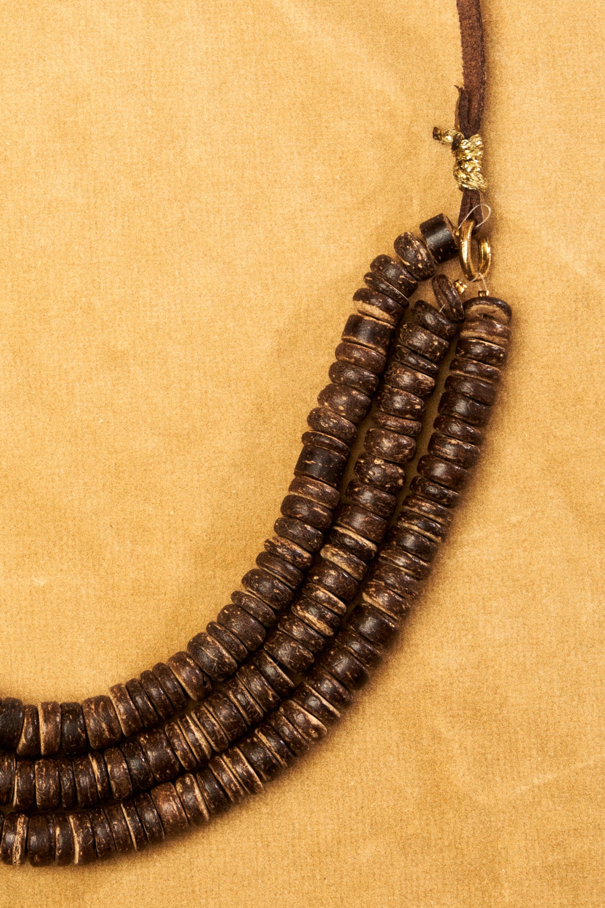 Coconut Bead Necklace with Leather