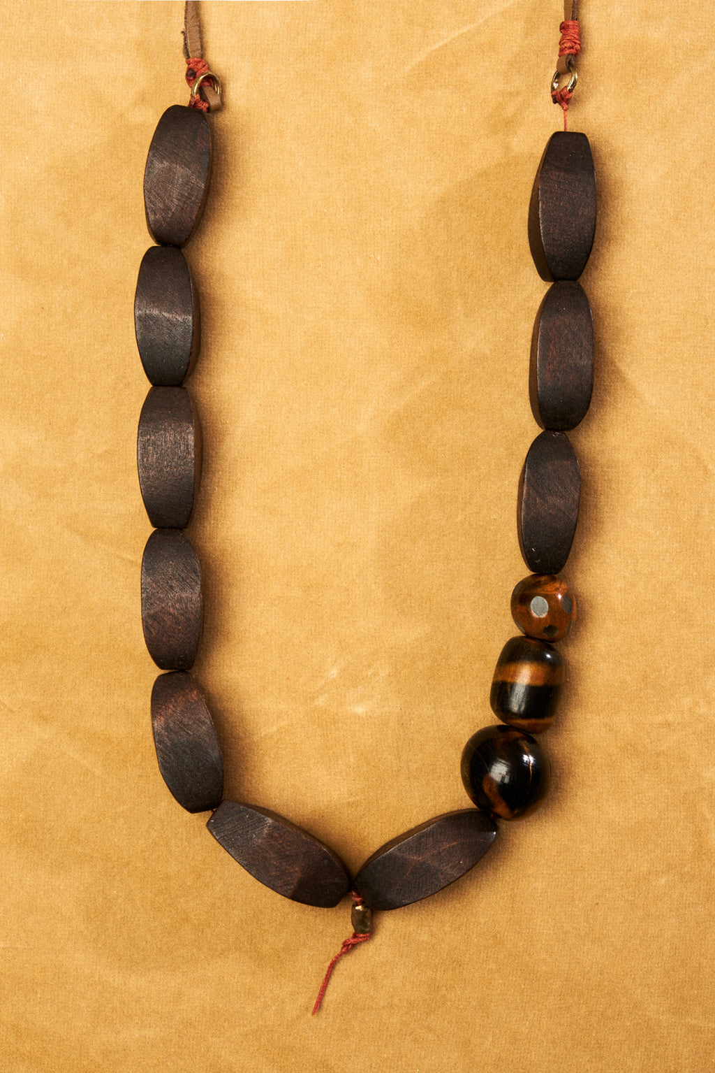 Wooden Necklace with Seed Accents