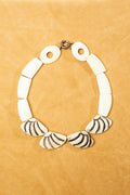 White Carved Shell shaped Bone Necklace
