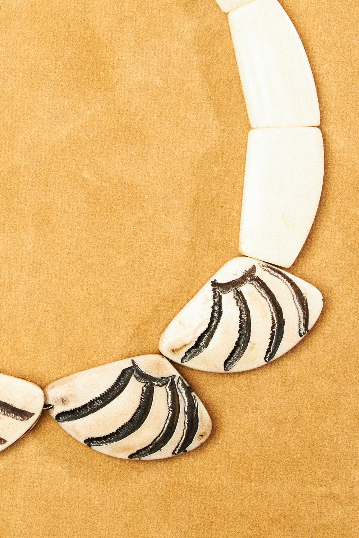 White Carved Shell shaped Bone Necklace