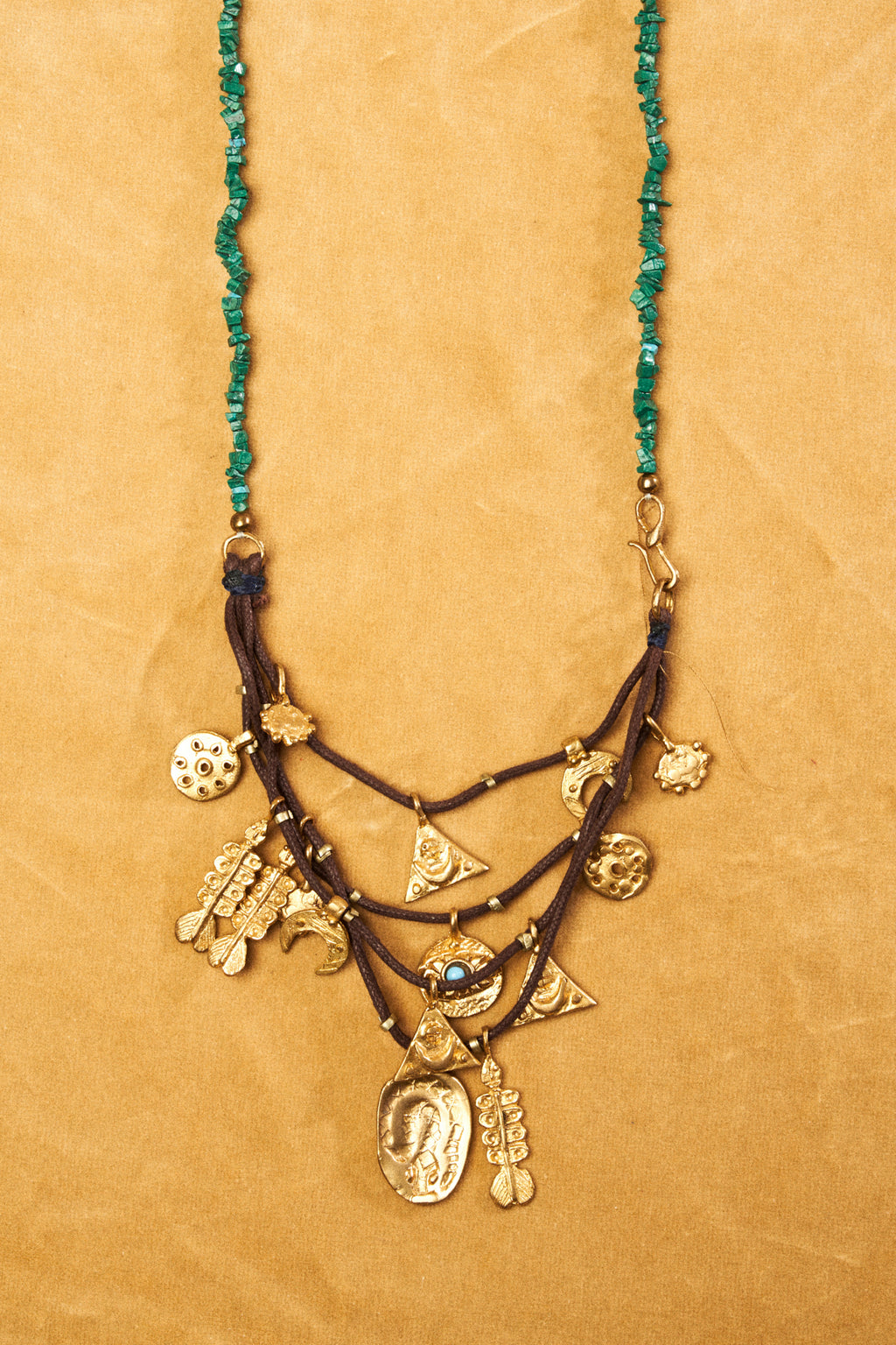 Charms Necklace with Turquoise Beads