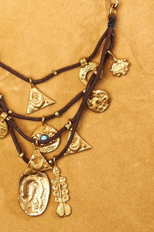 Charms Necklace with Turquoise Beads