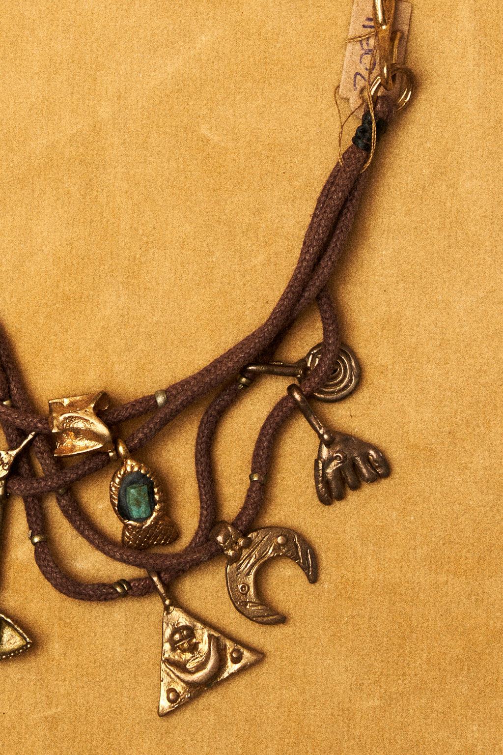 Gold Charms Necklace with Turquoise Beads