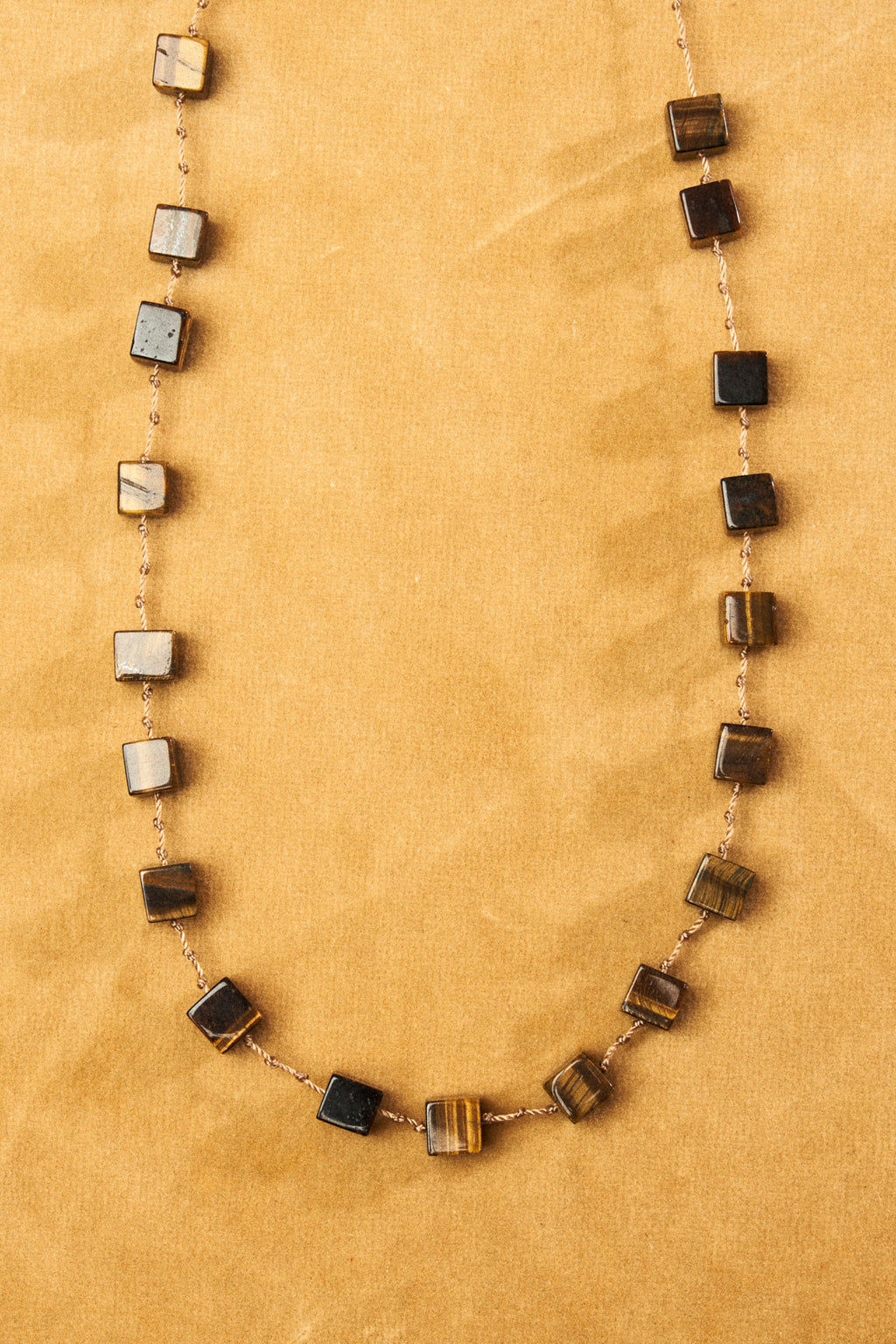 Tiger's Eye Cube Bead Necklace