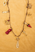 Charms Necklace on Leather Cord