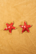 Red Glossy Star Fish Earrings