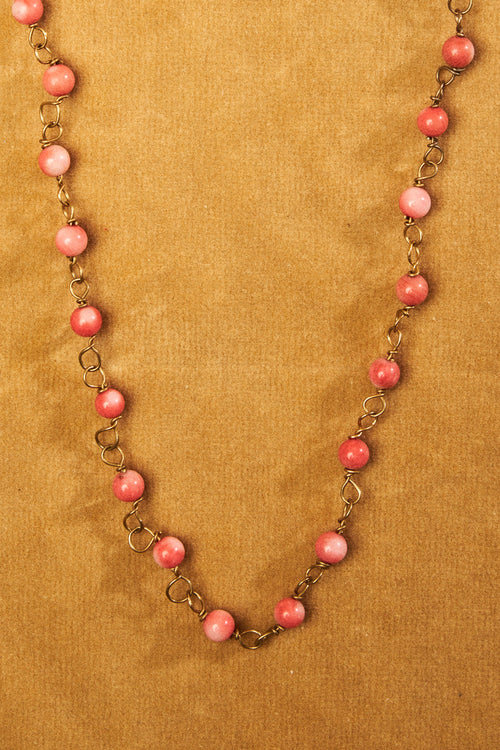 Coral Bead Chain Necklace