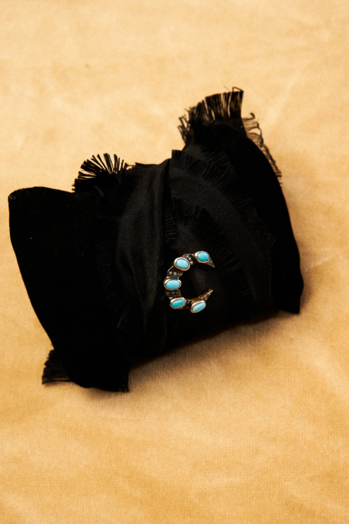 Silk Bracelet with Diamond Pavé & Turquoise Charm