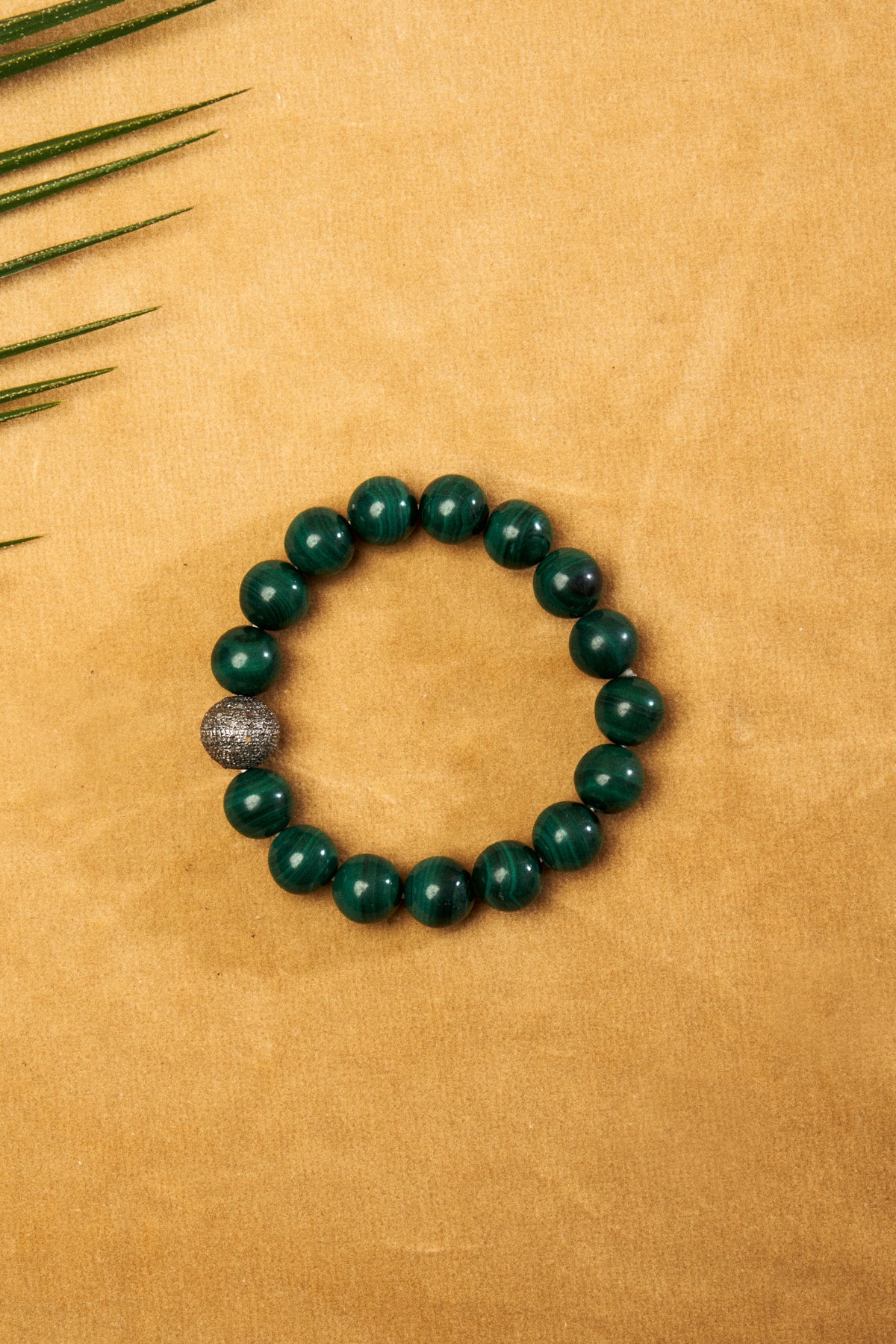 Malachite Bead Bracelet with Diamond Pavé Accent