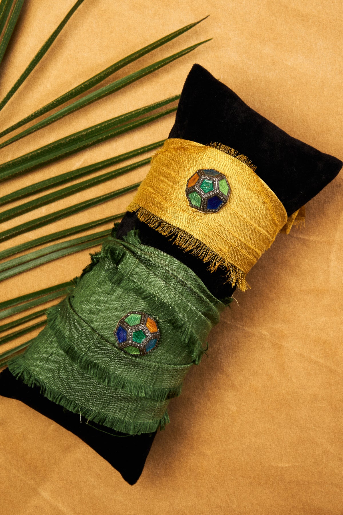 Silk Bracelet with Colored Enamel & Diamond Pavé Accent