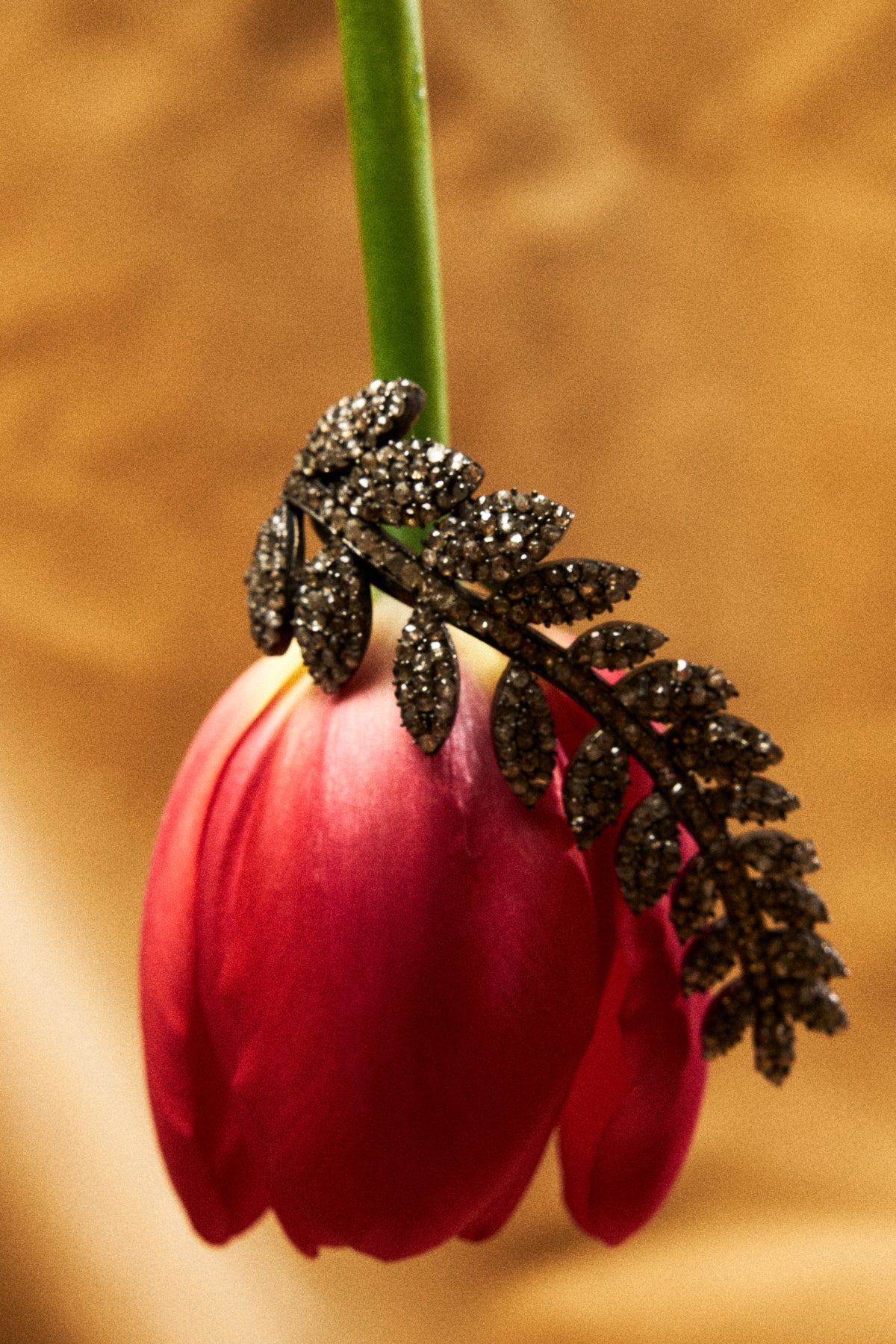 Rose Cut Diamond Pavé Leaf Branch Ring