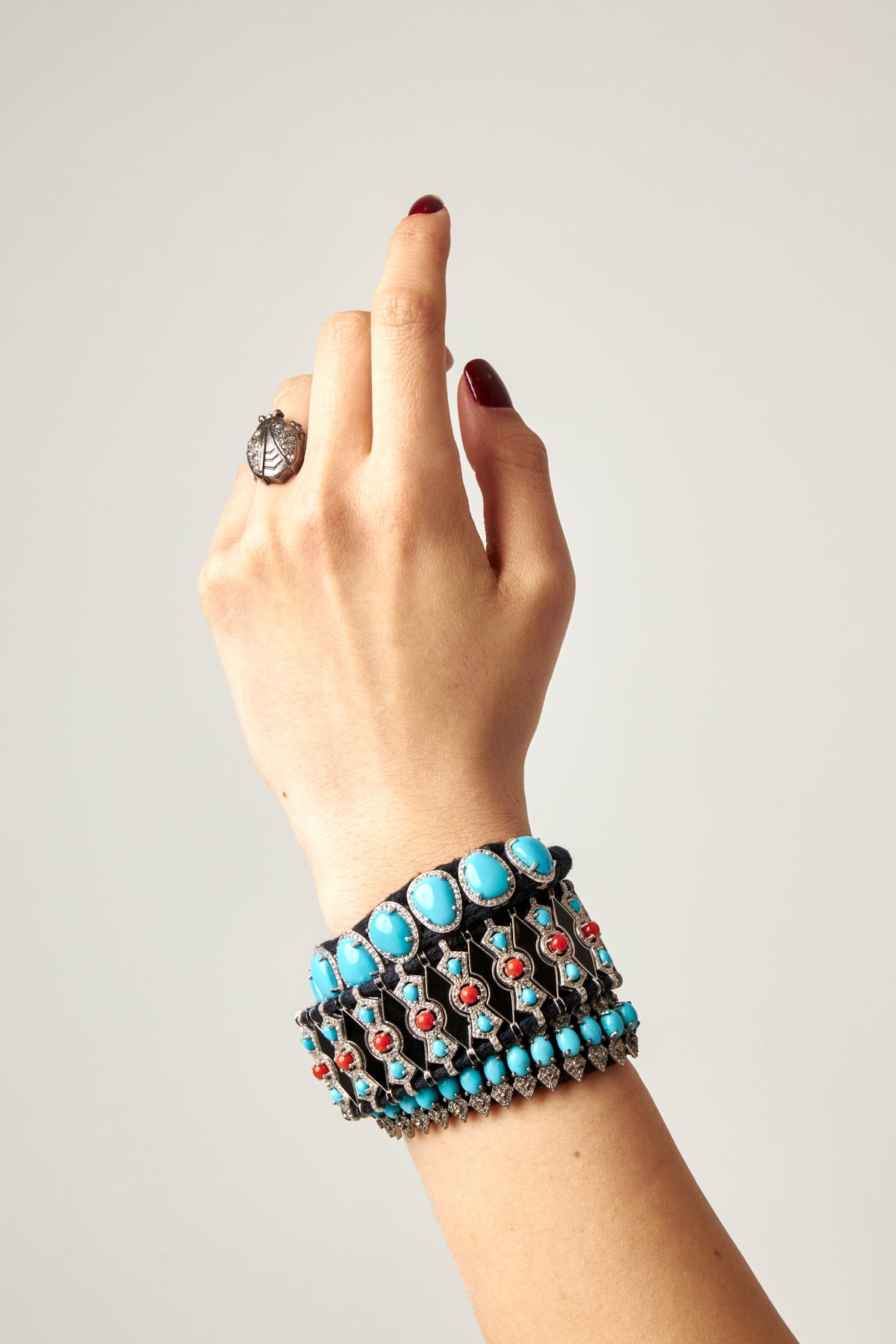 Woven Diamond Pavé & Turquoise Bracelet
