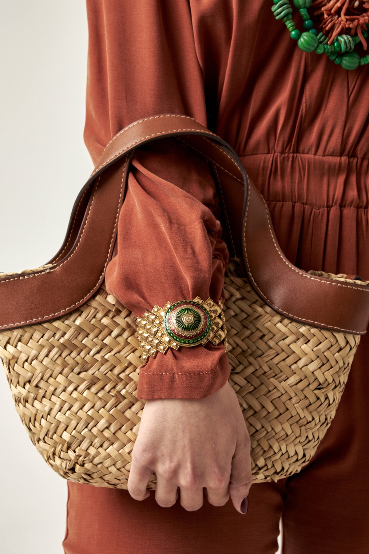 Textured Bracelet with Brooch Detail