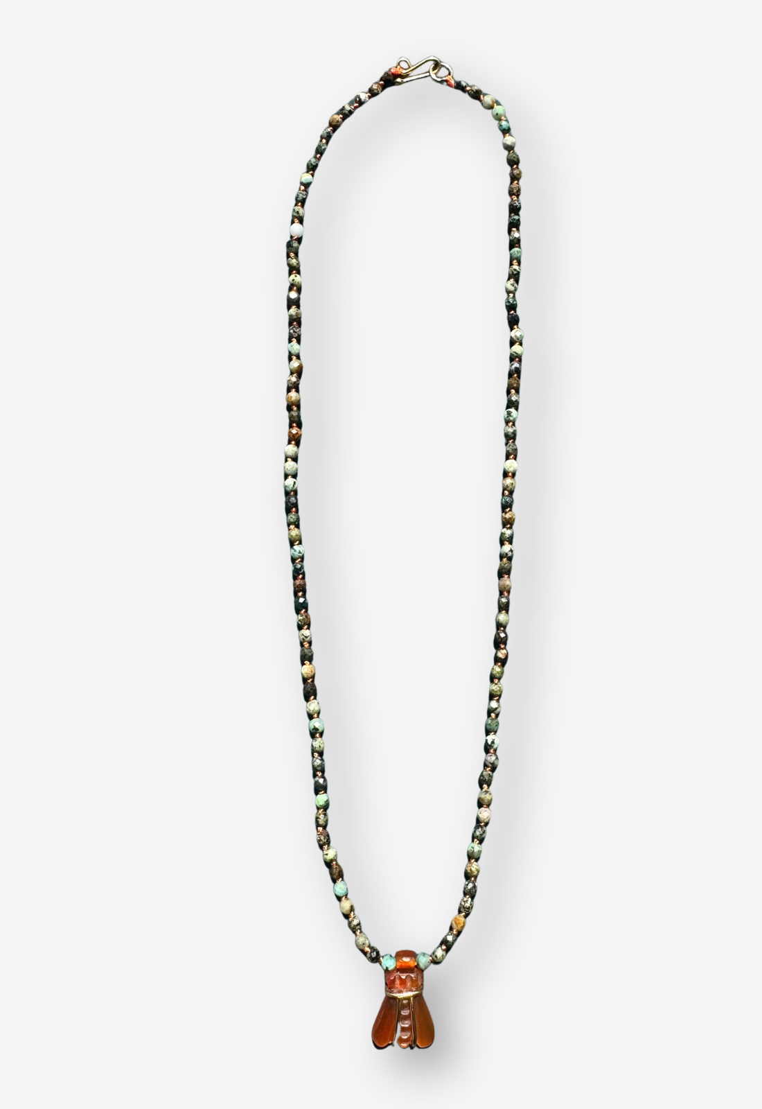 Mixed Bead Necklace with Bee Agathe Pendant