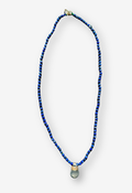Lapis Lazuli Bead Necklace with Quartz Charm