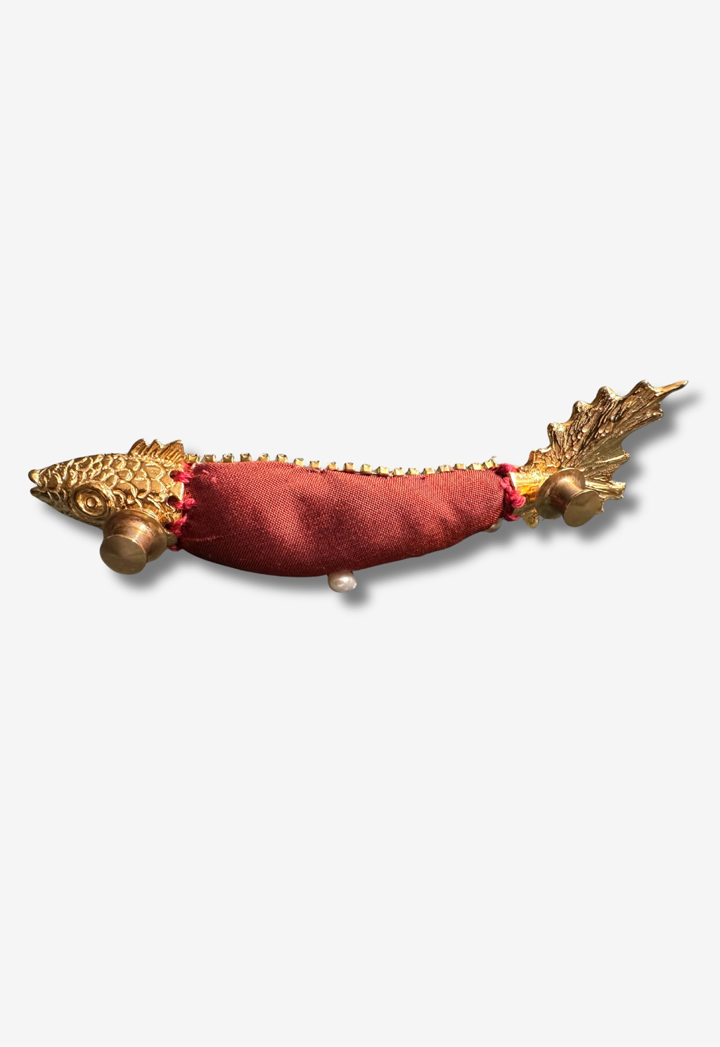 Fabric Fish Brooch with Pearl Accents