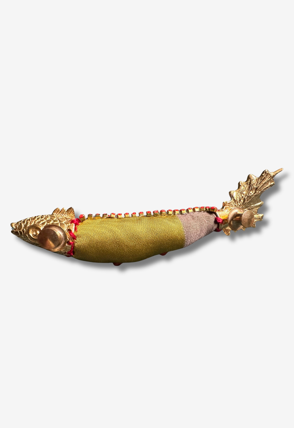Fabric Fish Brooch with Bead Accents