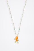 Pearl Station Necklace with enamel coated Fish Pendant