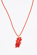 Coral Koi Fish Pendant on Red Rope Necklace