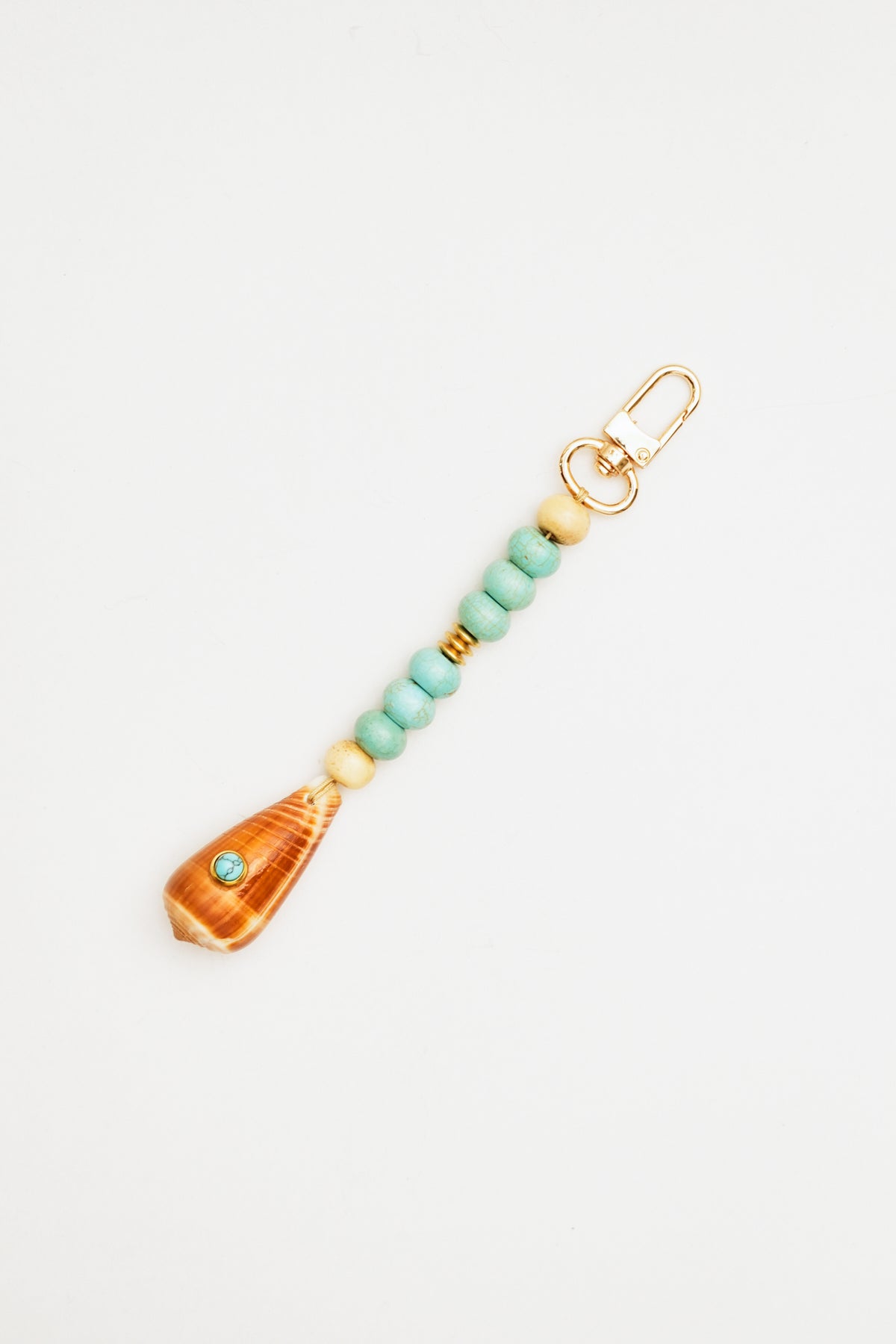 Seashell & Mixed Bead Bag Charm with Turquoise Details