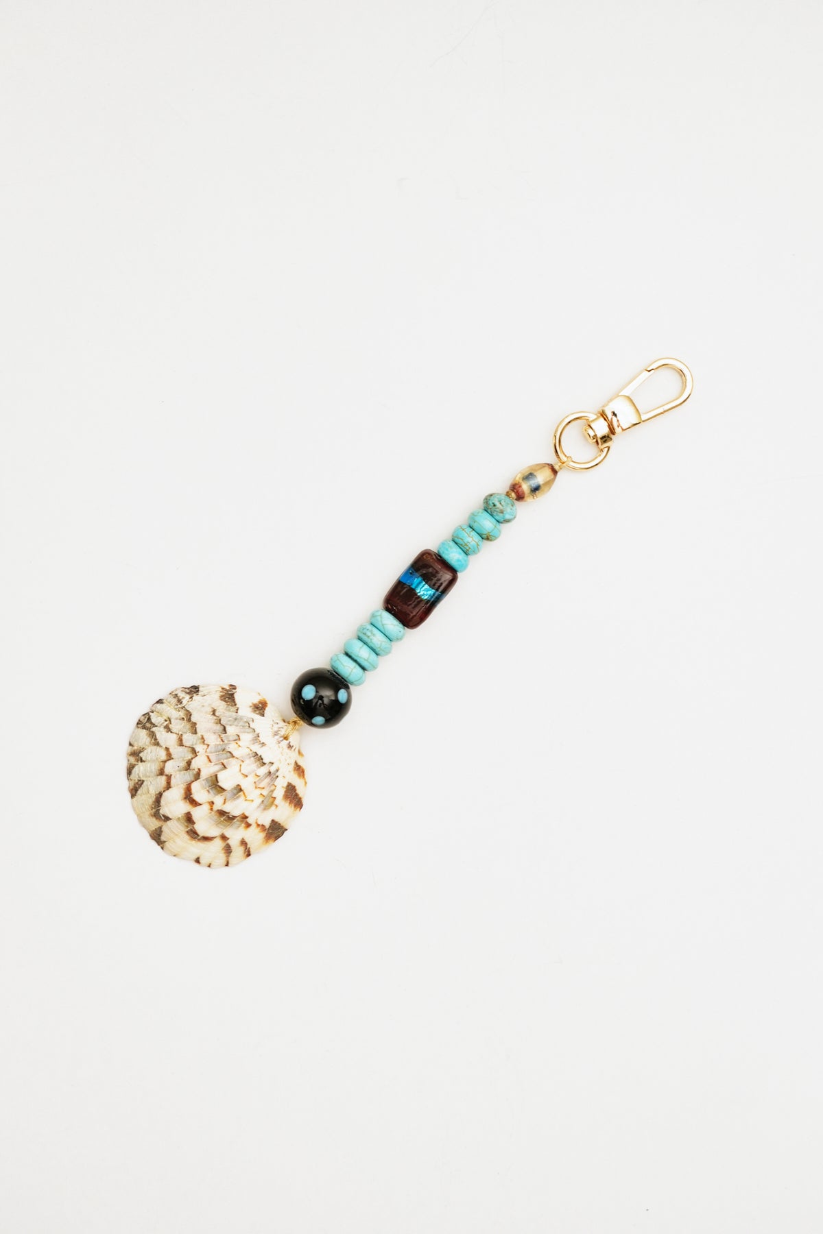 Seashell & Mixed Bead Bag Charm with Turquoise Details