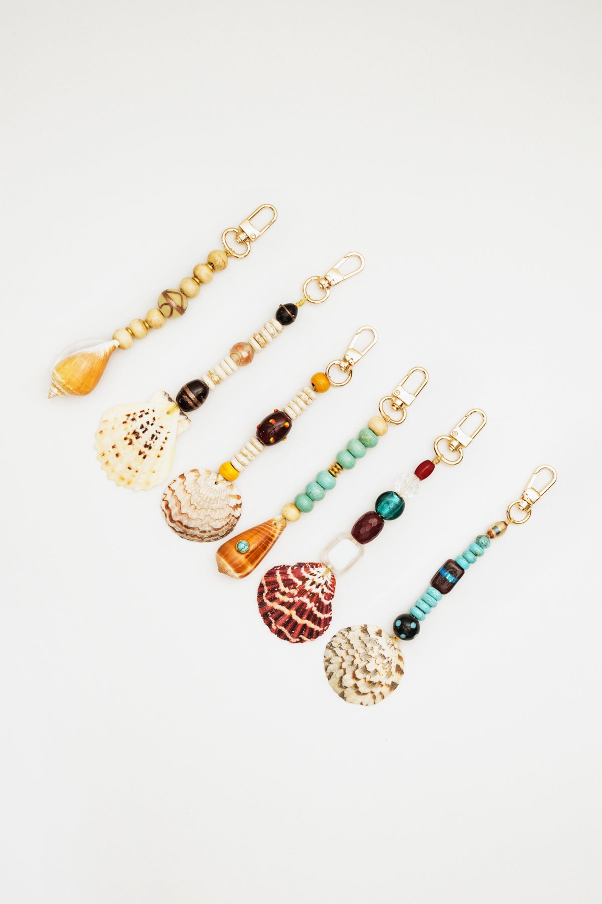 Seashell & Mixed Bead Bag Charm