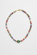 Multi Color Bead Necklace with "1" Charm