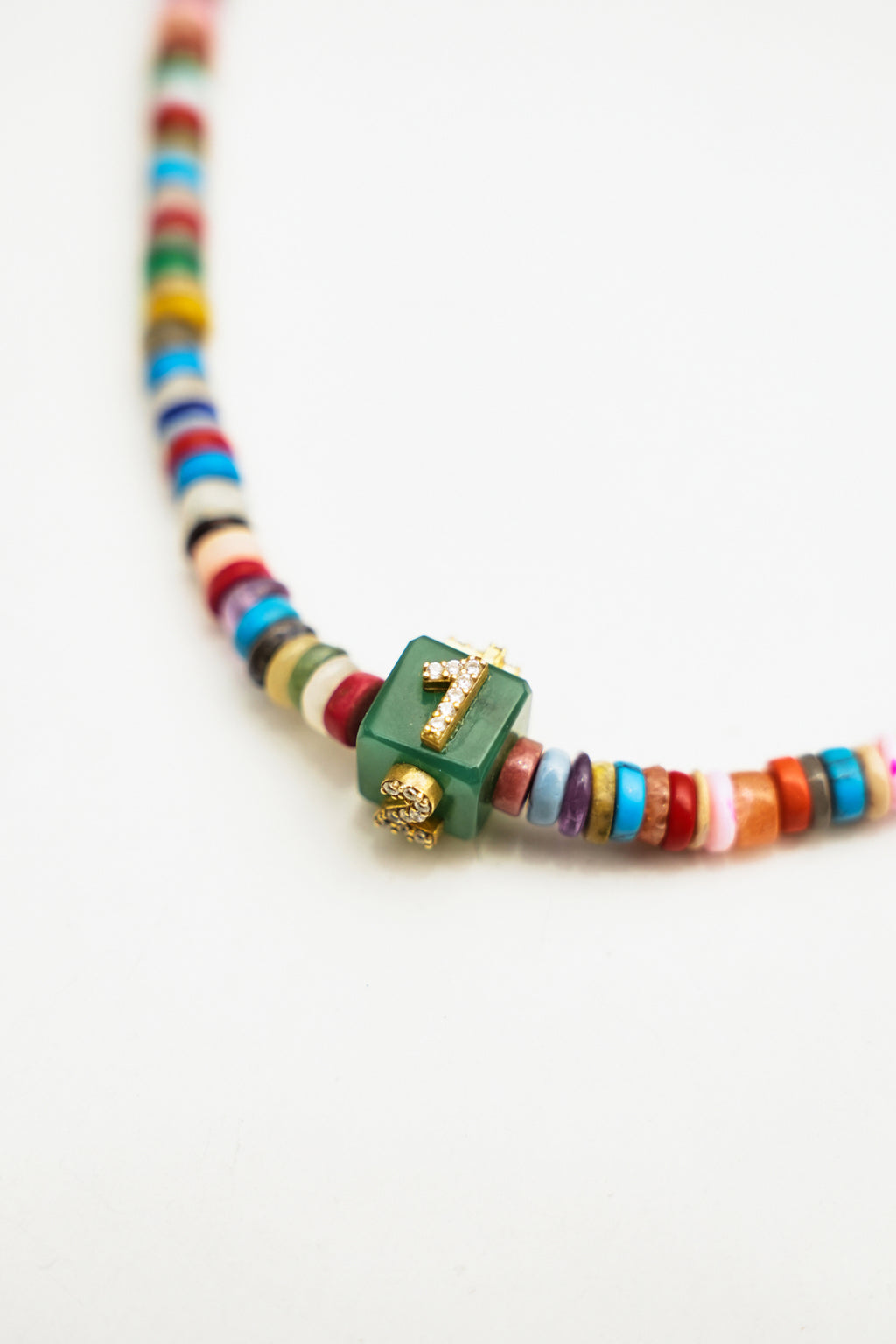 Multi Color Bead Necklace with "1" Charm