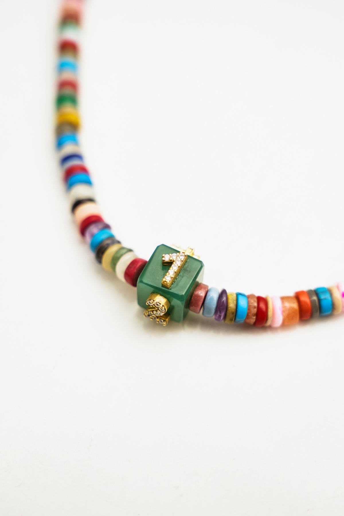 Multi Color Bead Necklace with "1" Charm