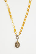 Diamond Pavé Egg Charm Necklace with Large Chain