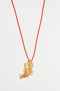 Lobster Charm Necklace with Red Cord
