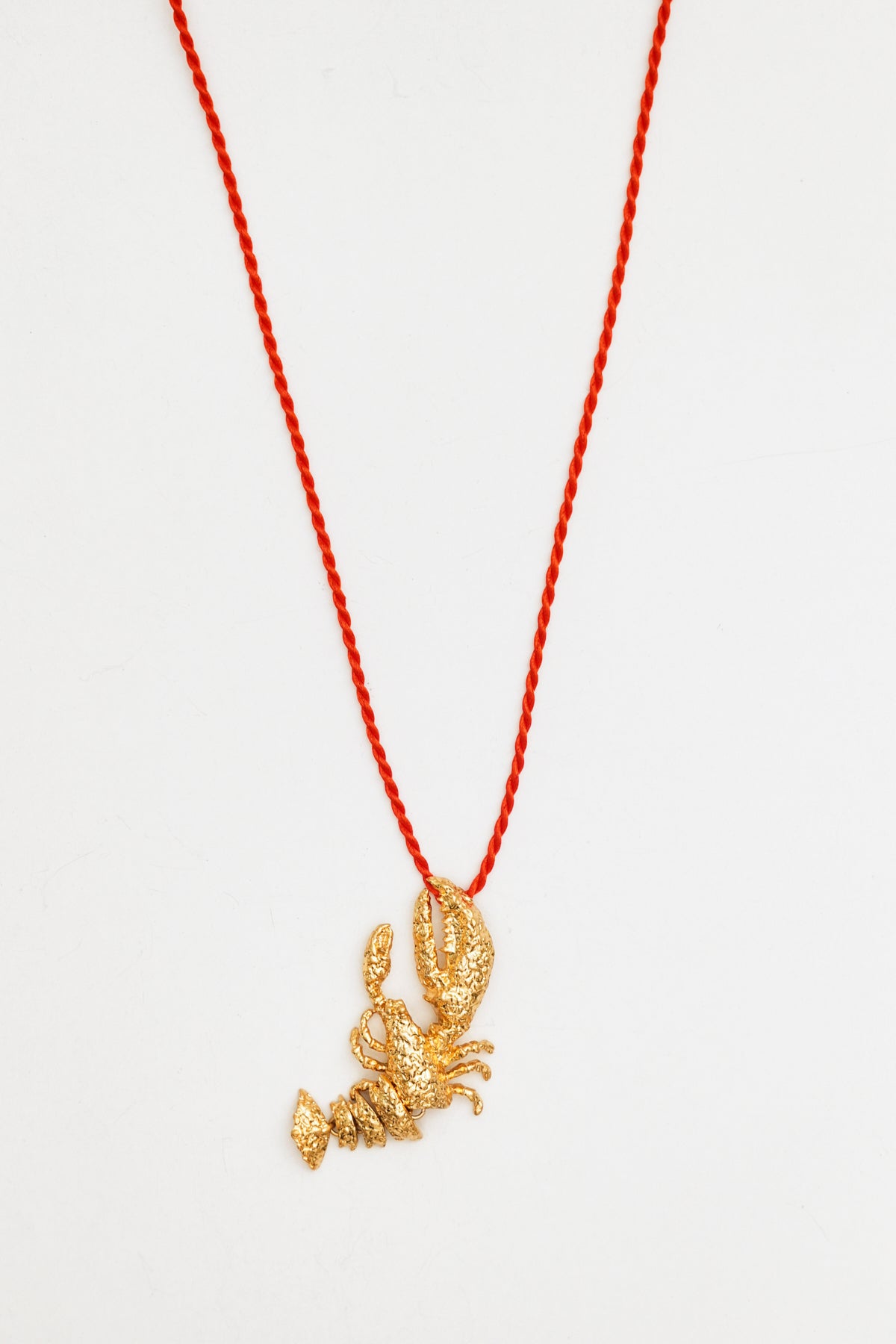 Lobster Charm Necklace with Red Cord