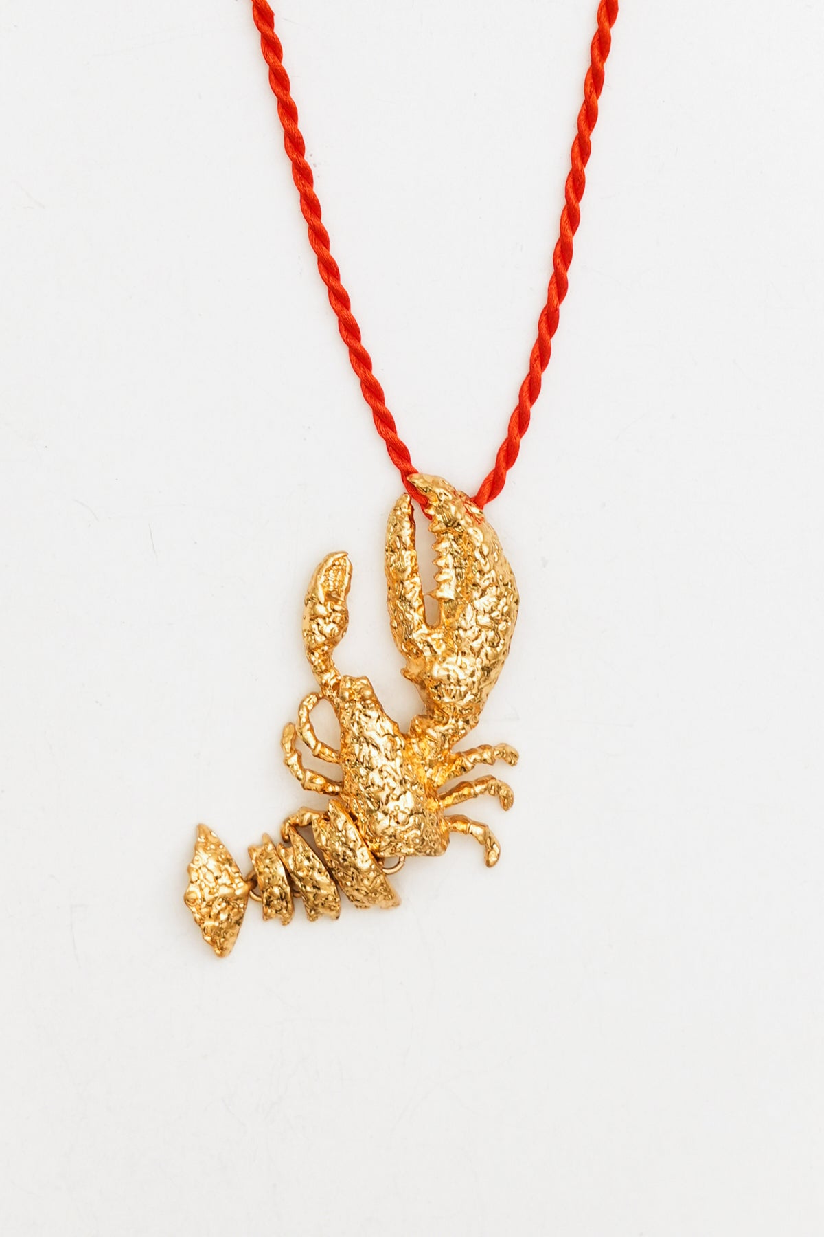 Lobster Charm Necklace with Red Cord