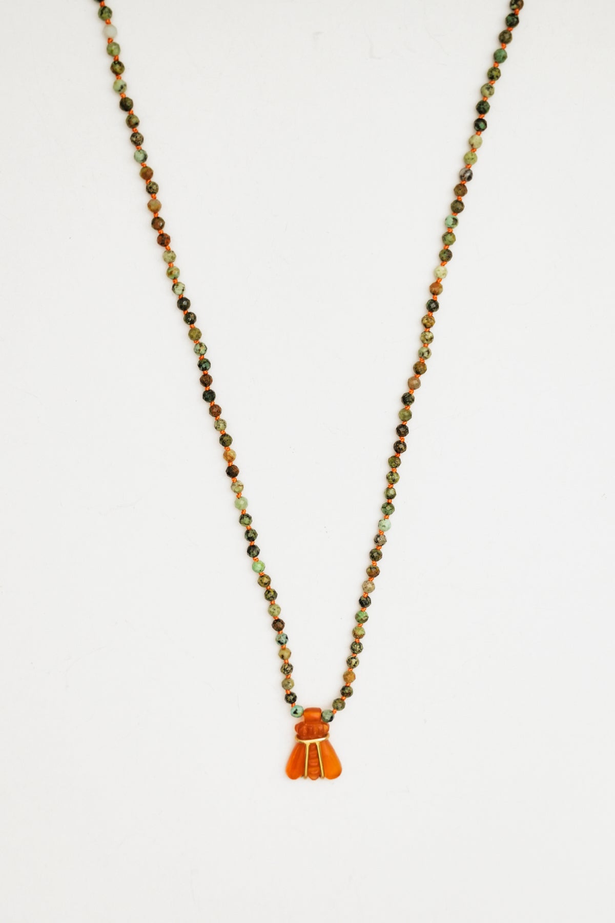Mixed Bead Necklace with Bee Agathe Pendant