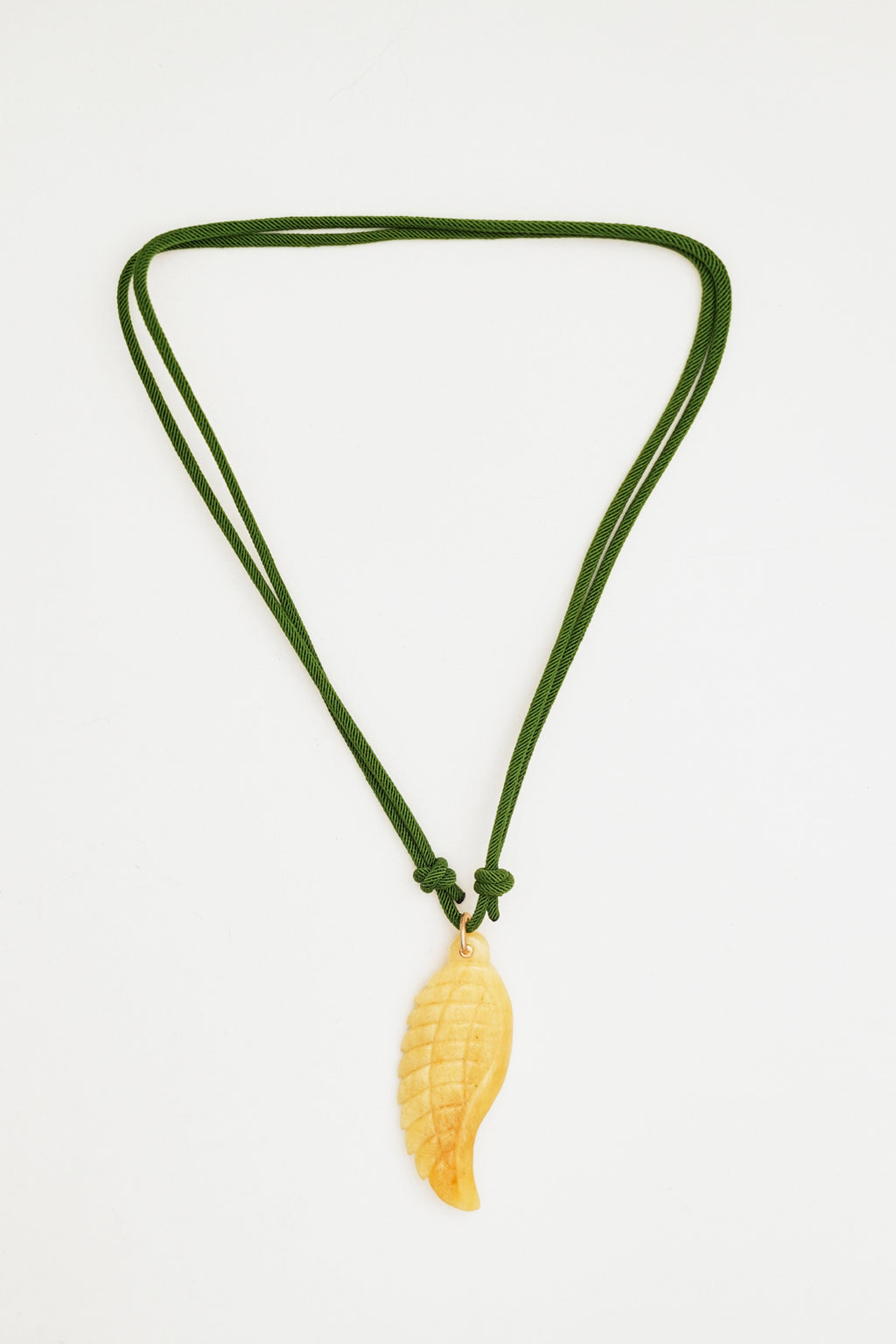 Feather Charm Necklace on Green Cord