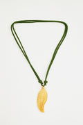 Feather Charm Necklace on Green Cord