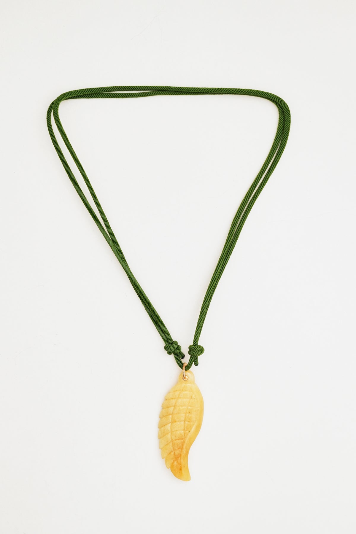 Feather Charm Necklace on Green Cord