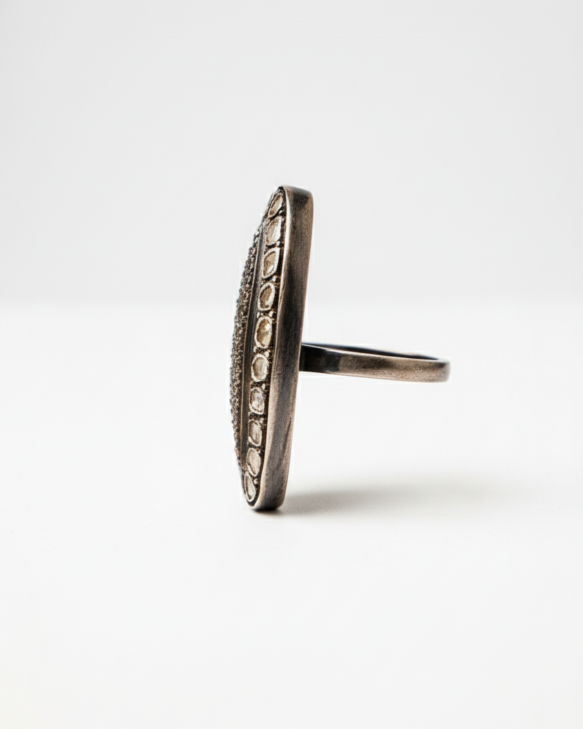 Pavé Polki Diamond Shuttle Ring