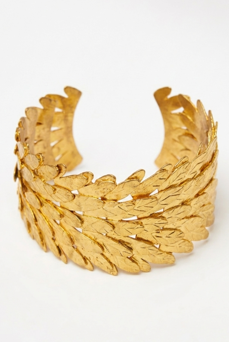Layered Gold Leaf Cuff Bracelet