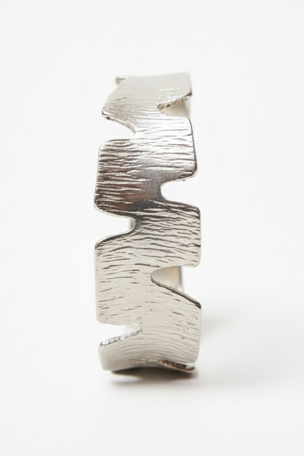 Serrated Silver Cuff Bracelet