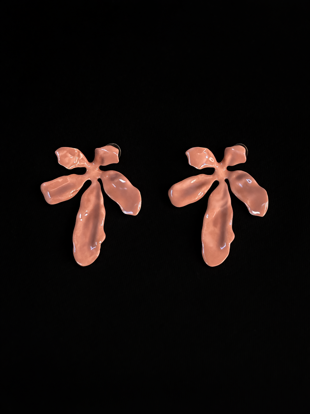 Glossy Coral Flower Earrings
