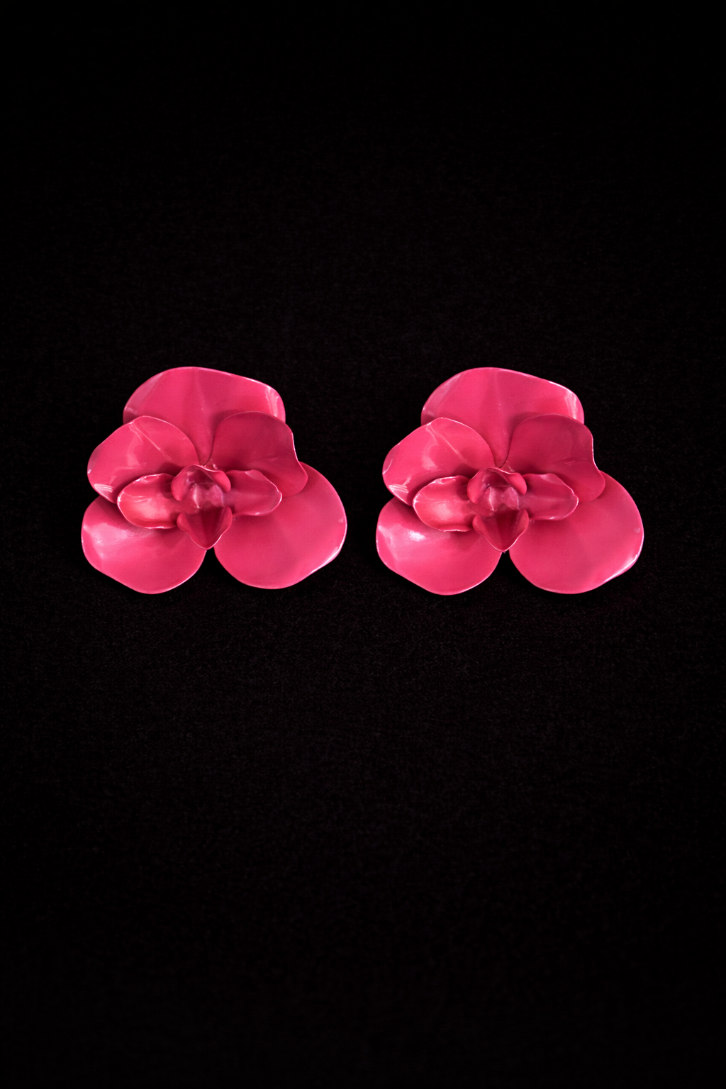 Glossy Coral Orchid Earrings