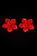 Glossy Red Flower Earrings