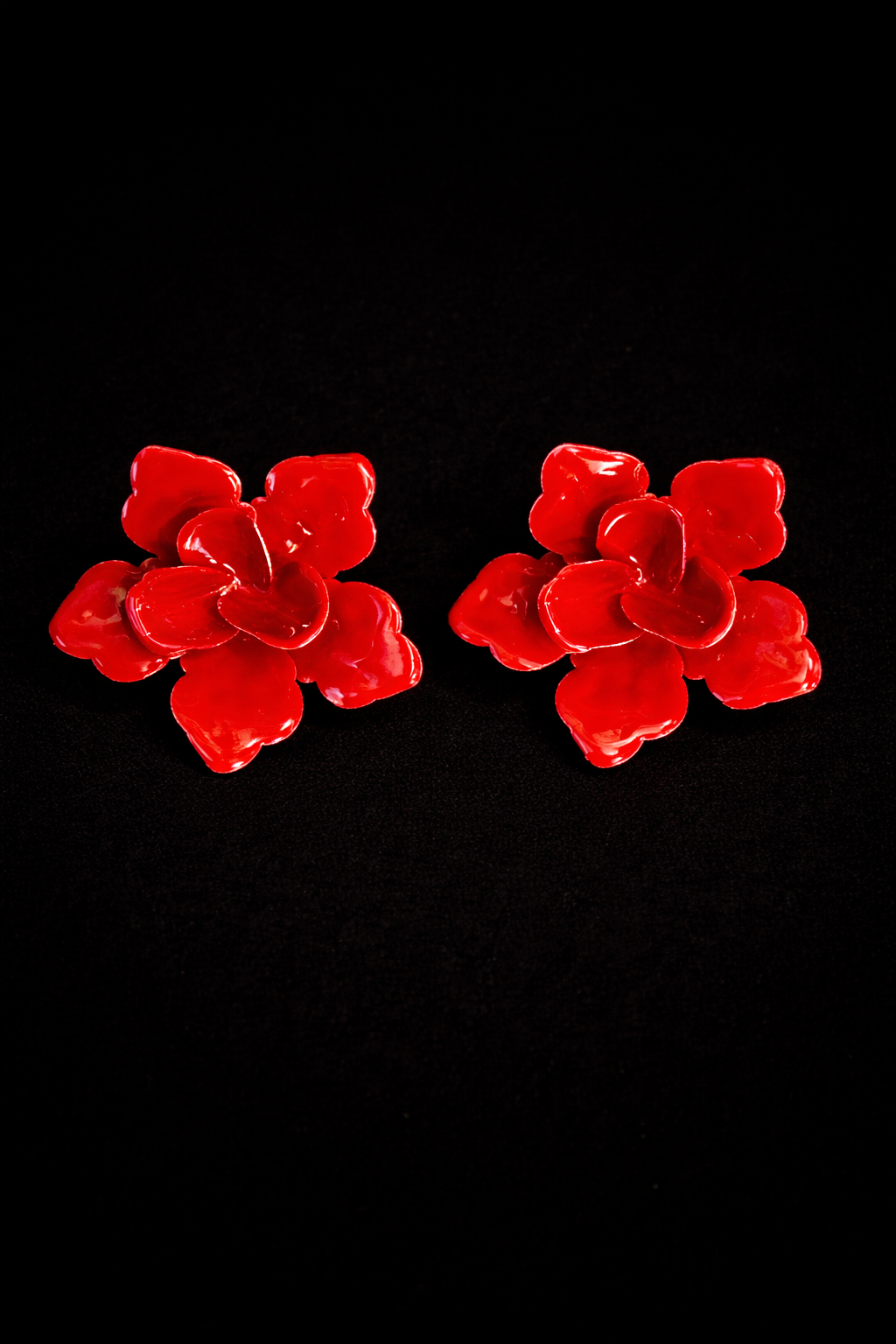 Glossy Red Flower Earrings