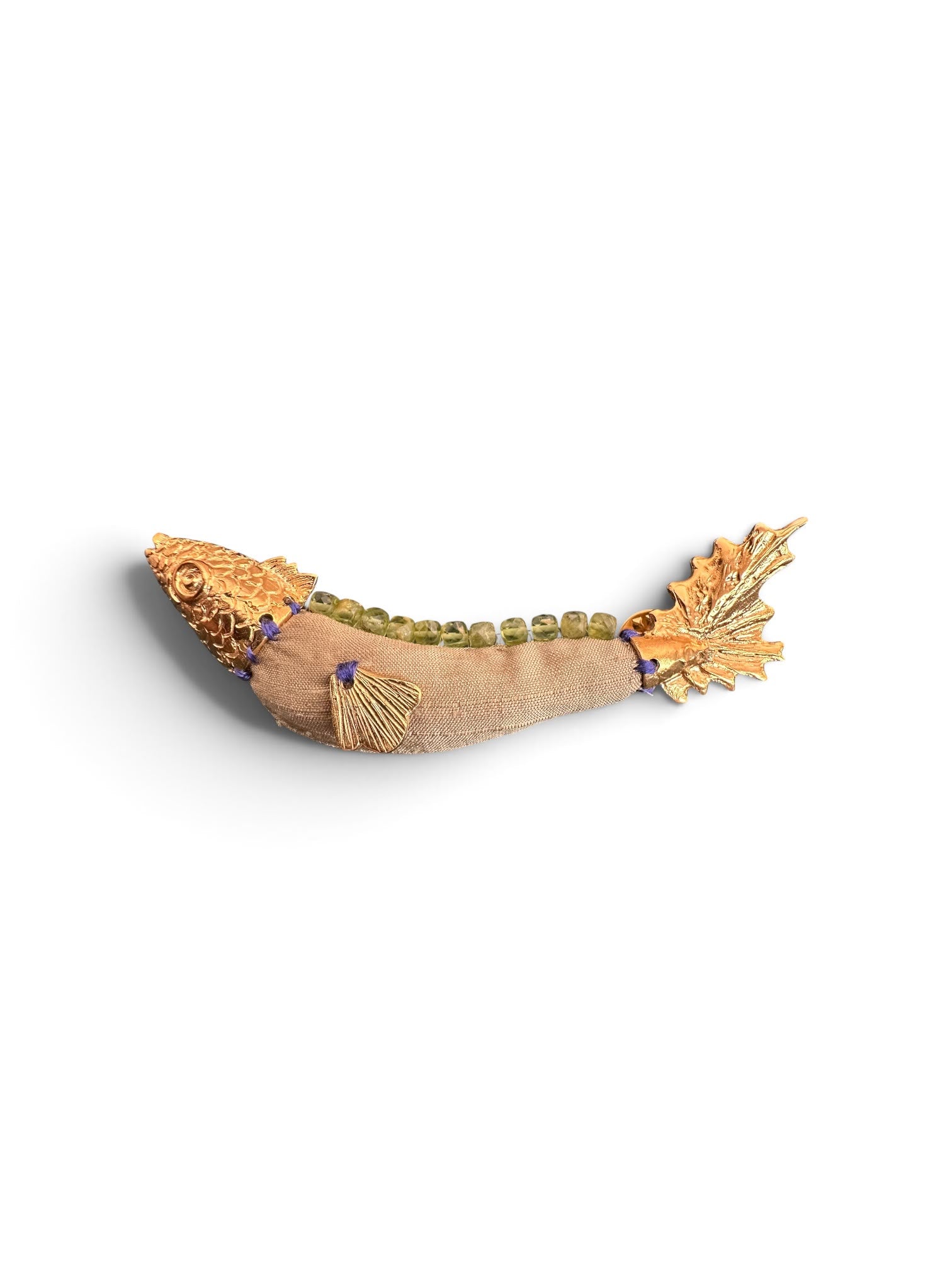 Fabric Fish Brooch with Bead Accents