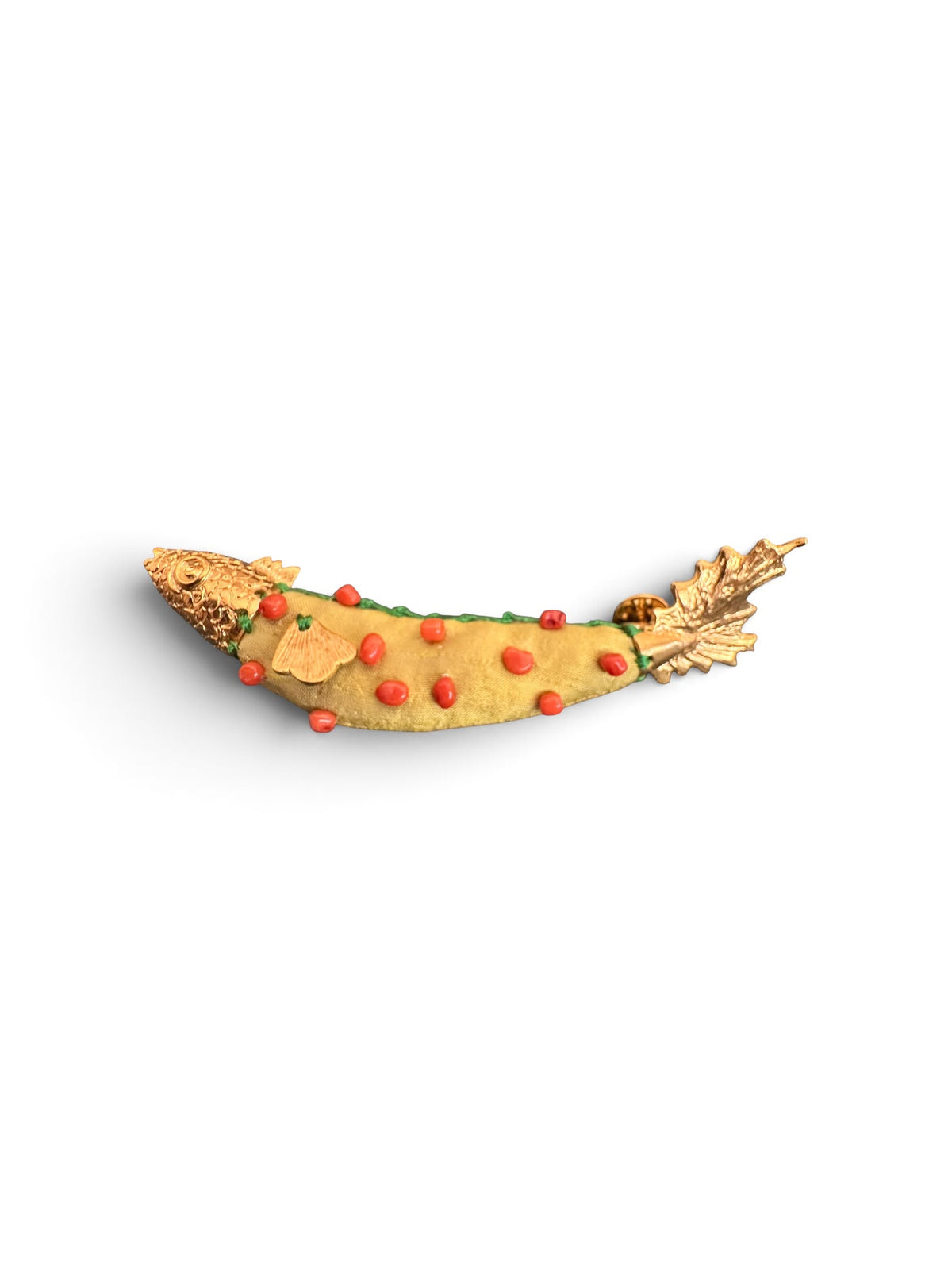 Fabric Fish Brooch with Bead Accents